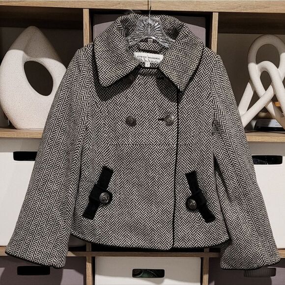 STEVE MADDEN Herringbone Pea Coat Jacket Size Small - Picture 2 of 16